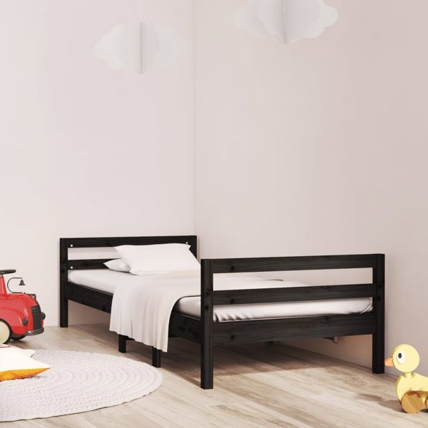 vidaXL Rama κρεβατιού, μαύρη, 75x190 εκ., φυσικό ξύλο κέδρου
