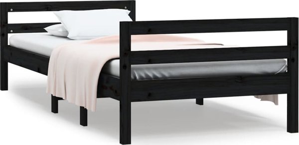 vidaXL Rama κρεβατιού, μαύρη, 75x190 εκ., φυσικό ξύλο κέδρου