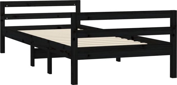 vidaXL Rama κρεβατιού, μαύρη, 75x190 εκ., φυσικό ξύλο κέδρου
