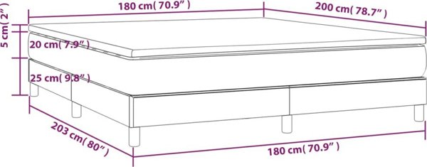 vidaXL Κρεβάτι kontynentalne με στρώμα, ανοιχτό γκρι, 180x200 cm, βελούδο
