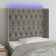 vidaXL Κεφαλάρι κρεβατιού με LED, ανοιχτό γκρι, 103x16x118/128 εκ., βελούδο