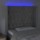 vidaXL Κεφαλάρι κρεβατιού με LED, ανοιχτό γκρι, 103x16x118/128 εκ., βελούδο