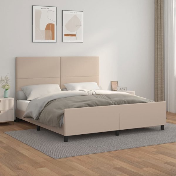 vidaXL Rama κρεβατιού με κεφαλάρι, καπουτσίνο, 180x200 cm, με συνθετικό δέρμα