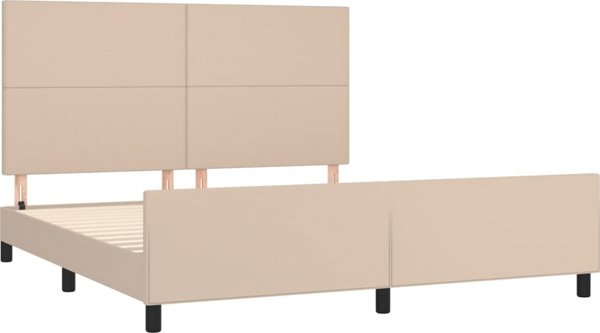 vidaXL Rama κρεβατιού με κεφαλάρι, καπουτσίνο, 180x200 cm, με συνθετικό δέρμα