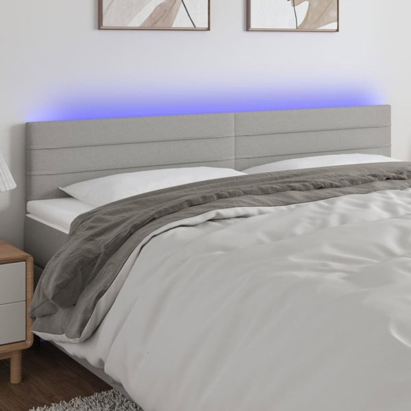 vidaXL κεφαλάρι κρεβατιού με LED, ανοιχτό γκρι, 160x5x78/88 εκ., ύφασμα