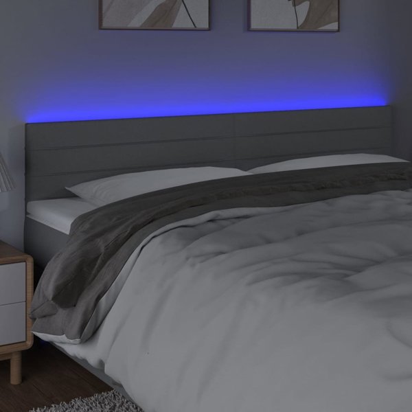 vidaXL κεφαλάρι κρεβατιού με LED, ανοιχτό γκρι, 160x5x78/88 εκ., ύφασμα