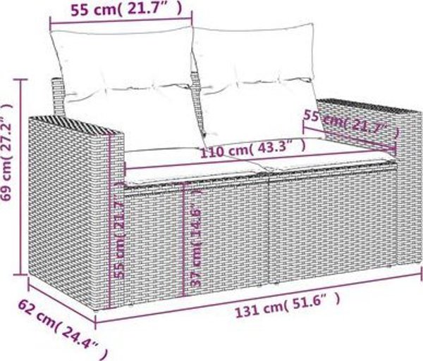 vidaXL Σετ κήπου 10 τεμαχίων με μαξιλάρια, ανάμεικτο μπεζ