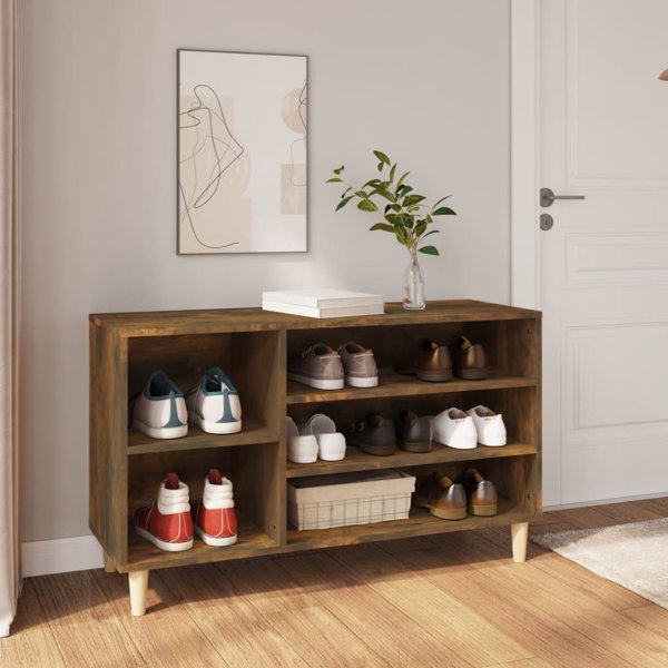 vidaXL Polka na buty, przydymiony dab, 102x36x60 cm
