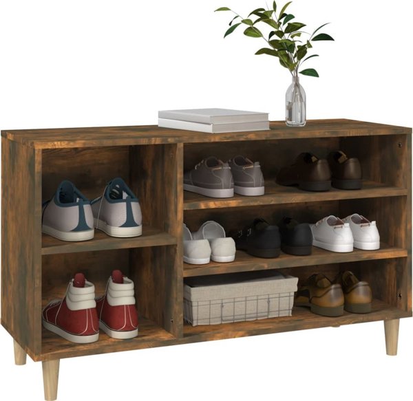 vidaXL Polka na buty, przydymiony dab, 102x36x60 cm