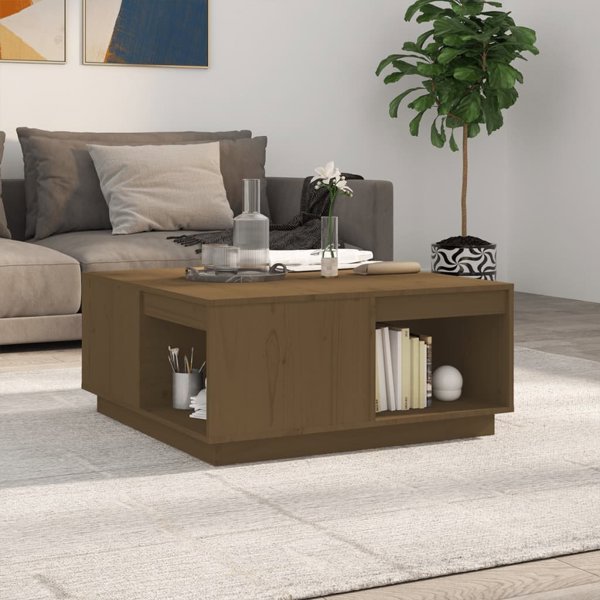 vidaXL Τραπεζάκι καφέ χρώμα μέλι, 80x81x36,5 εκ., μασίφ πεύκο