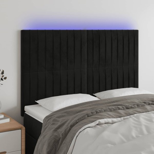vidaXL Κεφαλάρι κρεβατιού με LED, μαύρο, 144x5x118/128 εκ, βελούδο