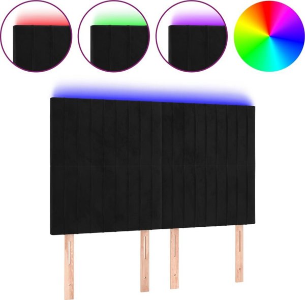 vidaXL Κεφαλάρι κρεβατιού με LED, μαύρο, 144x5x118/128 εκ, βελούδο
