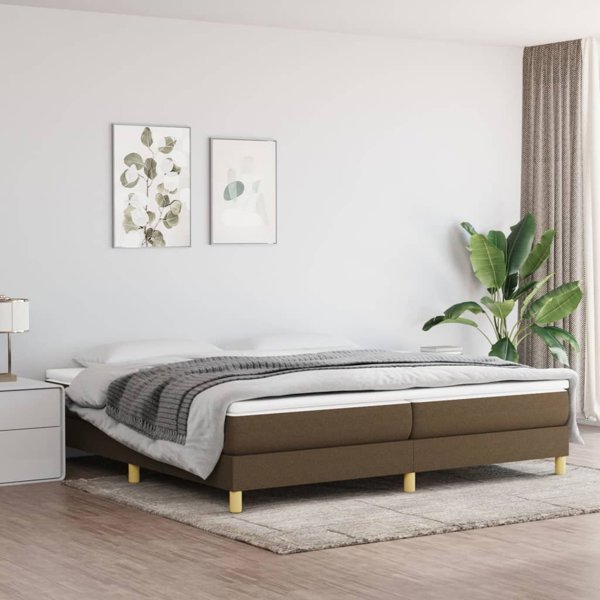 vidaXL Κρεβάτι continental σκούρο καφέ με ύφασμα 200x200 cm