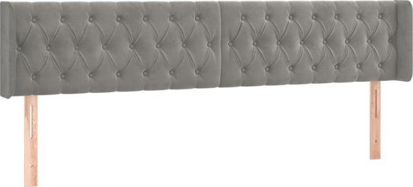 vidaXL Κεφαλάρι κρεβατιού με LED, ανοιχτό γκρι, 203x16x78/88 cm, βελούδο