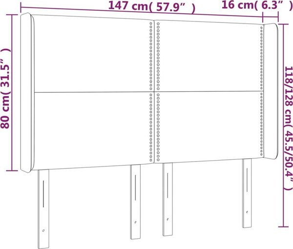 vidaXL Επικεφαλαρίδα uszak Μπλε 147x16x118/128 εκ Ύφασμα