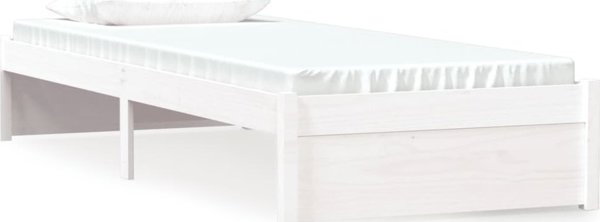 vidaXL Κορμός κρεβατιού, λευκό μασίφ ξύλο, 75x190 cm, μονός
