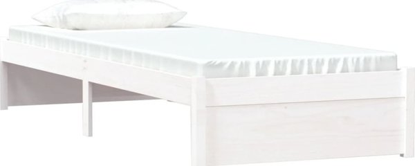 vidaXL Κορμός κρεβατιού, λευκό μασίφ ξύλο, 75x190 cm, μονός