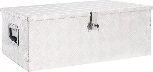 vidaXL Skrzynka do przechowywania, srebrna, 90x47x33,5 cm, aluminium