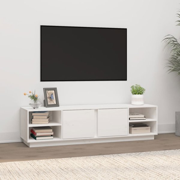 vidaXL Szafka pod telewizor λευκή 156x40x40 εκ από συμπαγές πεύκο