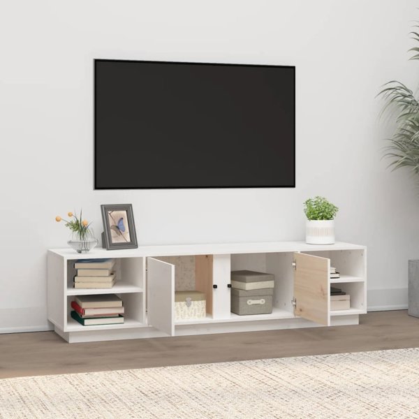 vidaXL Szafka pod telewizor λευκή 156x40x40 εκ από συμπαγές πεύκο