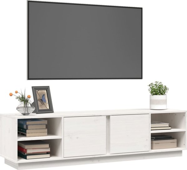 vidaXL Szafka pod telewizor λευκή 156x40x40 εκ από συμπαγές πεύκο
