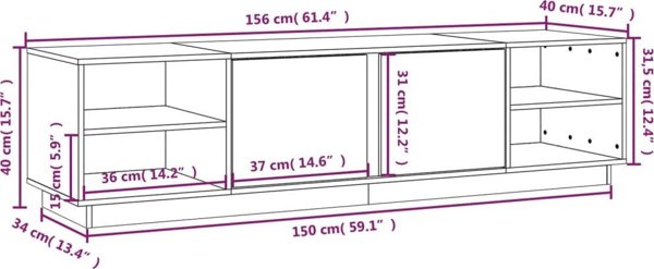 vidaXL Szafka pod telewizor λευκή 156x40x40 εκ από συμπαγές πεύκο