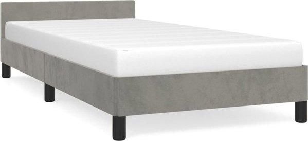 vidaXL Rama κρεβατιού με κεφαλάρι ανοιχτό γκρι 80x200 εκ. βελούδινη