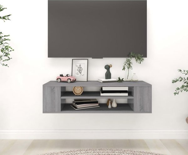 vidaXL Wiszaca szafka pod TV, szary dab sonoma, 100x30x26,5 cm
