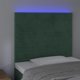 vidaXL Κεφαλάρι για κρεβάτι με LED, σκούρο πράσινο, 80x5x118/128 εκ, βελούδο