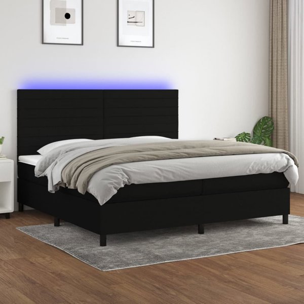 vidaXL Ηπειρωτικό κρεβάτι με στρώμα, μαύρο, 200x200 cm, ύφασμα