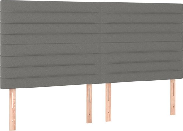 vidaXL Κεφαλάρι για κρεβάτι με LED σκούρο γκρι 200x5x118/128 εκ. ύφασμα