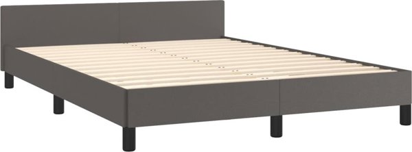 vidaXL Rama κρεβατιού με κεφαλάρι, γκρι, 140x190 εκ., συνθετικό δέρμα