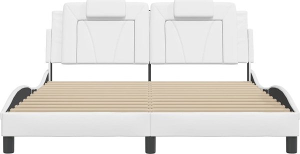 vidaXL Rama κρεβατιού με LED, λευκή, 160x200 εκ., συνθετικό δέρμα