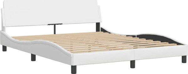 vidaXL Rama κρεβατιού με LED, λευκή, 160x200 εκ., συνθετικό δέρμα