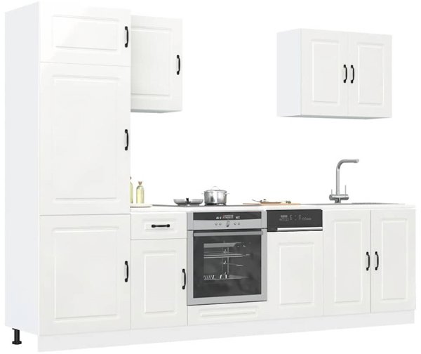 vidaXL Σετ Κουζινικών Ντουλαπιών 7 Τεμαχίων, Λευκό Γυαλιστερό Φινίρισμα, Μοντέρνος Σχεδιασμός