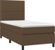 vidaXL Κρεβάτι continental με στρώμα, καφέ, 90x200 cm, υφασμάτινη επένδυση
