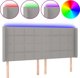 vidaXL Zaglowek do lozka me LED, jasnoszary, 183x16x118/128 cm, tkanina