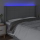 vidaXL Zaglowek do lozka me LED, jasnoszary, 183x16x118/128 cm, tkanina