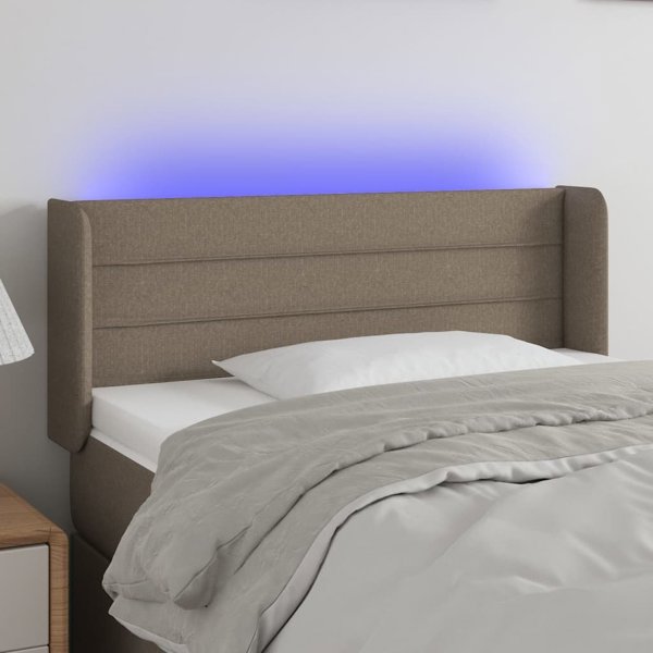 vidaXL Zaglowek do lozka z LED, taupe, 103x16x78/88 cm, tkanina