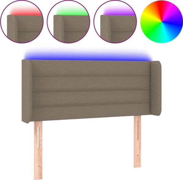 vidaXL Zaglowek do lozka z LED, taupe, 103x16x78/88 cm, tkanina