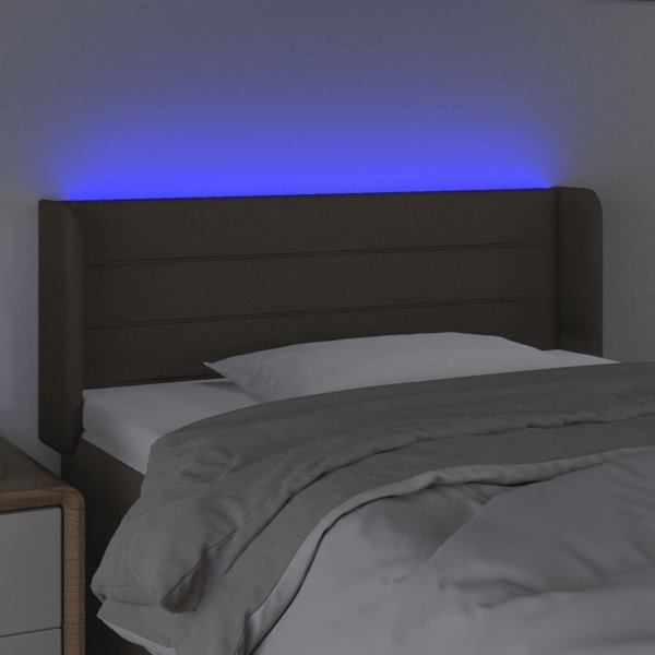 vidaXL Zaglowek do lozka z LED, taupe, 103x16x78/88 cm, tkanina