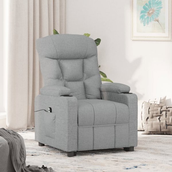 vidaXL Ηλεκτρική πολυθρόνα ανακλινόμενη, ανοιχτό γκρι, με υφασμάτινη επένδυση