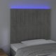 vidaXL Κεφαλάρι κρεβατιού με LED, ανοιχτό γκρι, 90x5x118/128 cm, βελούδο