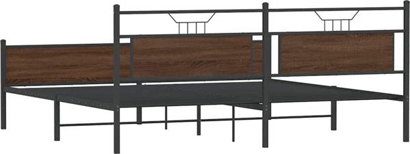 vidaXL Μεταλλική Ράμα Κρεβατιού, Καφέ Δρυς, 200x200 εκ.