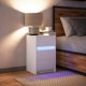 vidaXL Κομοδίνο με LED, λευκό, από ξυλοπαγές υλικό