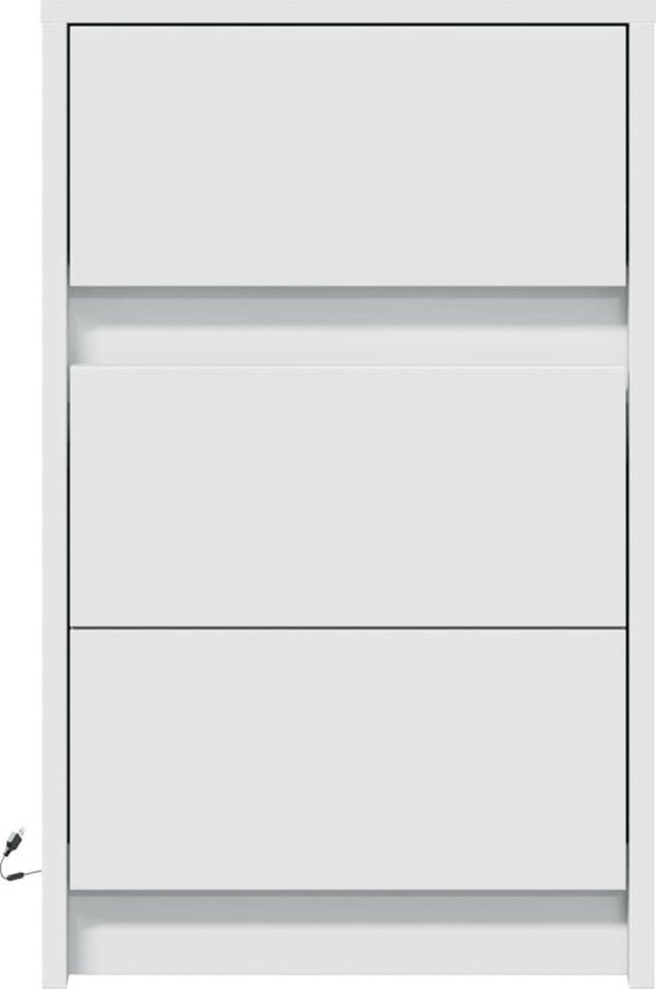 vidaXL Κομοδίνο με LED, λευκό, από ξυλοπαγές υλικό