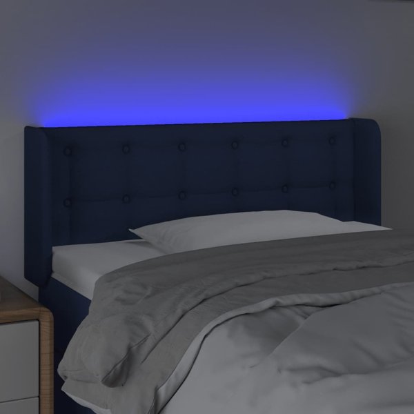 vidaXL Κεφαλάρι Κρεβατιού με LED, μπλε, 83x16x78/88 εκ, ύφασμα