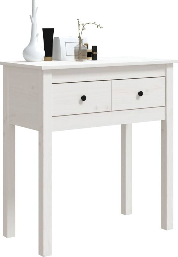 vidaXL Κονσόλα λευκή, 70x35x75 εκ., μασίφ ξύλο πεύκου