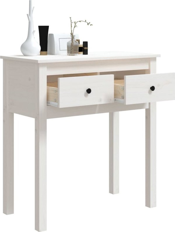 vidaXL Κονσόλα λευκή, 70x35x75 εκ., μασίφ ξύλο πεύκου