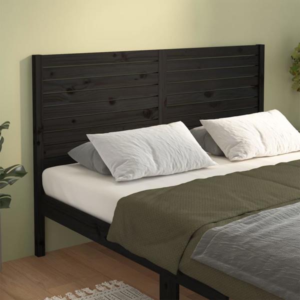 vidaXL Κεφαλάρι κρεβατιού, μαύρο, 126x4x100 εκ, μασίφ πεύκο